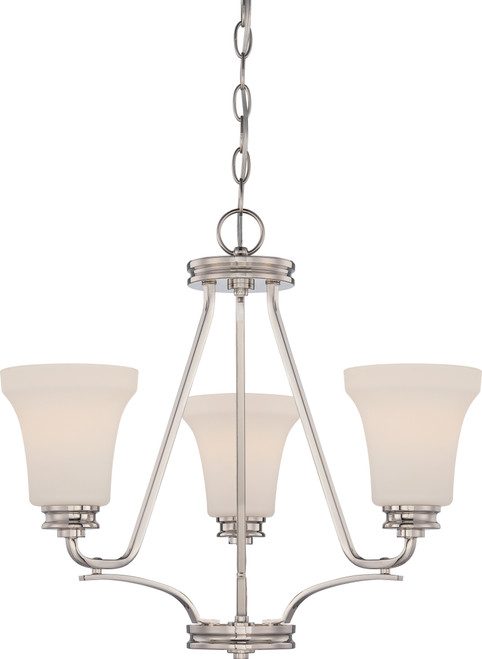 Nuvo 62/429 Cody; 3 Light; Chandelier with Satin White Glass; LED Omni Included