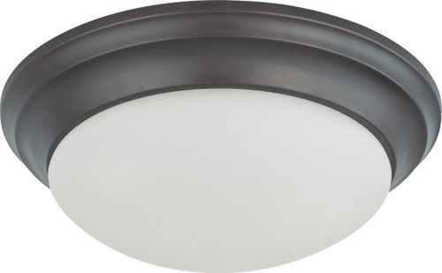 Nuvo 62/789 LED Light; Fixture; 14 in.; Flush Mounted; Frosted Glass; Mahogany Bronze Finish; 120-277V