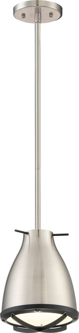 Nuvo 62/861 Thrust; Small LED Pendant; Brushed Nickel / White Accent Finish