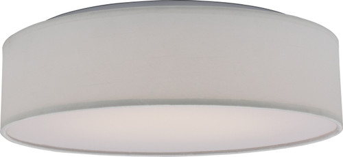 Nuvo 62/990 15 in.; Fabric Drum LED Decor Flush Mount Fixture; White Fabric Shade; Acrylic Diffuser