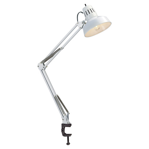 Satco SF76/360 Swing Arm Drafting Lamp - 1 Light - White Adjustable height; Clamp base