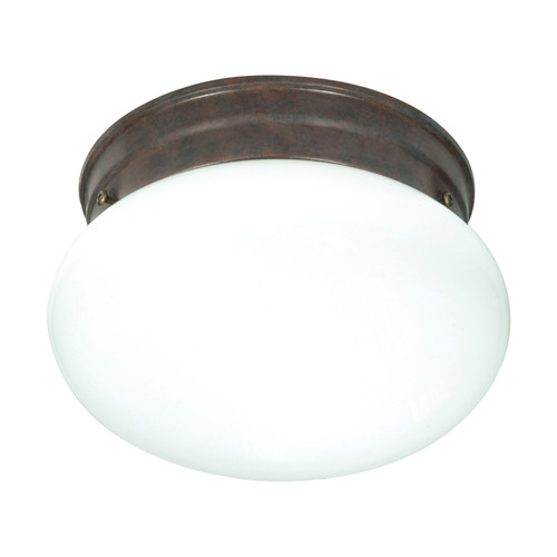 Nuvo SF76/600 1 Light - 8" - Flush Mount - Small White Mushroom - Old Bronze Finish