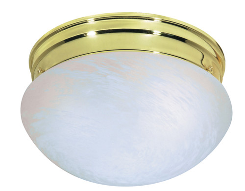 Nuvo SF76/675 2 Light - 10" - Flush Mount - Medium Alabaster Mushroom - Polished Brass Finish