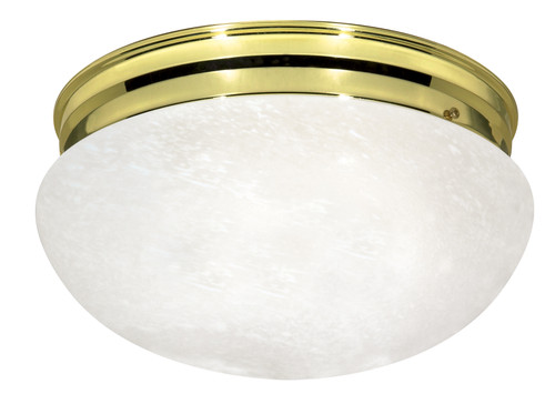 Nuvo SF76/678 2 Light - 12" - Flush Mount - Large Alabaster Mushroom - Polished Brass Finish