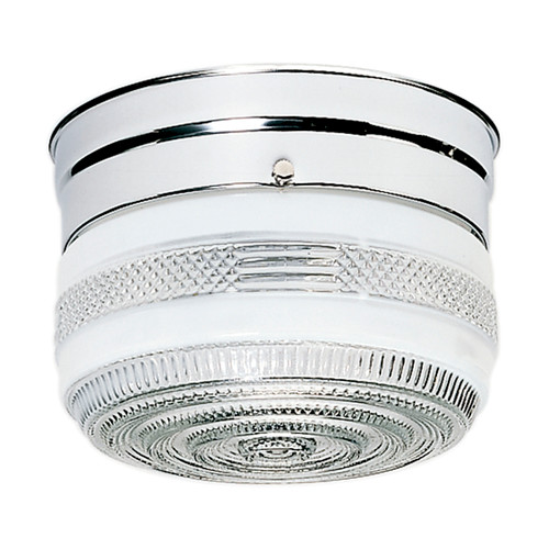 Nuvo SF77/100 1 Light - 6" - Flush Mount - Small Crystal / White Drum - Polished Chrome Finish