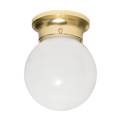Nuvo SF77/109 1 Light - 8" - Ceiling Fixture - White Ball - Polished Brass Finish