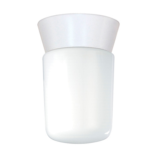 Nuvo SF77/533 1 Light - 8" - Utility; Ceiling Mount - With White Glass Cylinder - White Finish