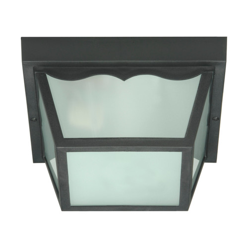 Nuvo SF77/891 2 Light - 10" - Carport Flush Mount - With Frosted Glass Panels - Black Finish