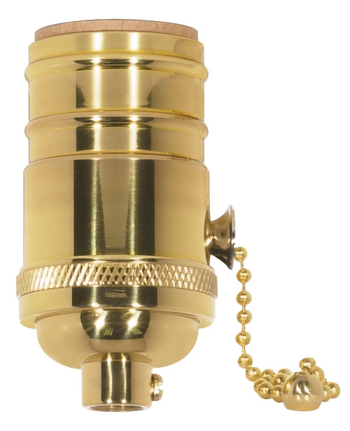 Satco 80/1052 On-Off Pull Chain Socket 1/8 IPS 4 Piece Stamped Solid Brass Polished Brass Finish 660W 250V