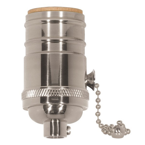 Satco 80/1053 On-Off Pull Chain Socket 1/8 IPS 4 Piece Stamped Solid Brass Polished Nickel Finish 660W 250V