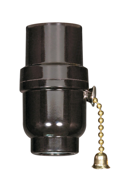 Satco 80/1108 Socket Medium base Brass on-off pull chain, 1/8 IP cap with metal bushing less set screw