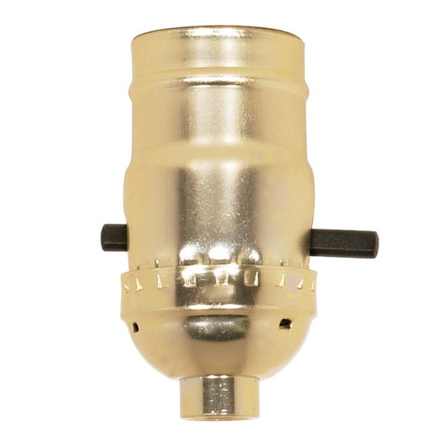 Satco 80/1348 On-Off Push Thru Socket; 1/8 IPS; Aluminum; Brite Gilt Finish; 660W; 250V; Push-In Terminal