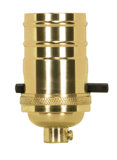 Satco 80/1432 On-Off Push Thru Socket; 1/8 IPS; 4 Piece Stamped Solid Brass; Polished Brass Finish; 660W; 250V