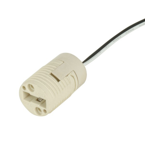 Satco 80/1500 Porcelain Threaded G-9 Socket; 20" UL 10362 B/W Leads; 1/8 IP Bushing; 1-1/4" Height; 3/4" Diameter; 500W; 250V