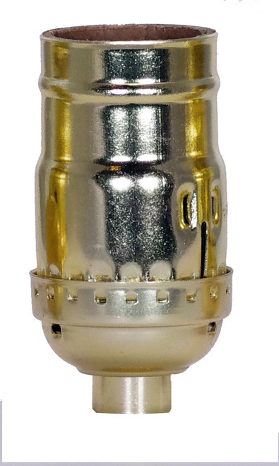 Satco 80/1562 Standard Keyless Socket; 1/8 IPS; Aluminum; Brite Gilt Finish; 660W; 250V; Push-In Terminal; With Strain Relief Hooks