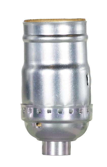 Satco 80/1563 Standard Keyless Socket; 1/8 IPS; Aluminum; Nickel Finish; 660W; 250V; Push-In Terminal; With Strain Relief Hooks