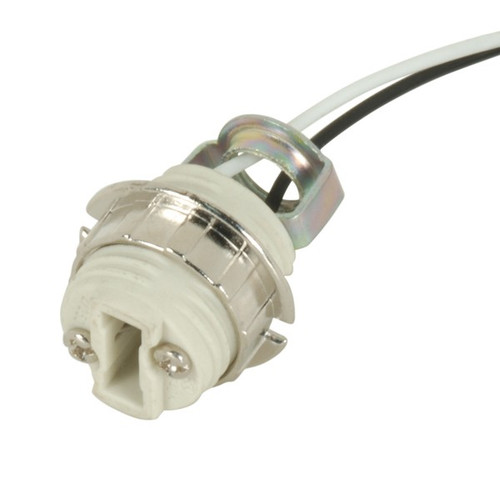 Satco 80/1590 Threaded G-9 Porcelain Socket; 72" Leads; With Ring; UL 10362 Leads; 1/8 IP Hickey Inside Extrusion; Double Leg; 660W; 250V