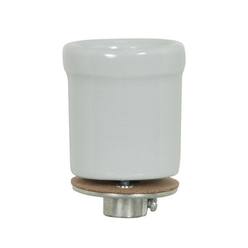 Satco 80/1682 Keyless Porcelain Beaded Body Socket With Flange And 1/8 IP Cap; Glazed; 660W; 250V