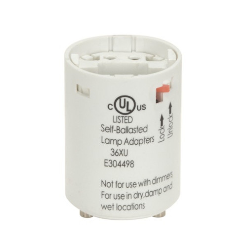 Satco 80/2073 Smooth Phenolic Electronic Self-Ballasted CFL Lampholder; 277V, 60Hz, 0.17A; 13W G24q-1 And GX24q-1; 2" Height; 1-1/2" Width