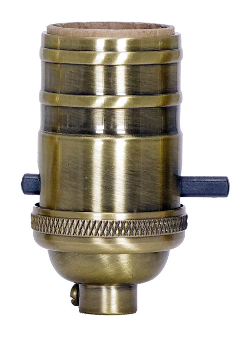 Satco 80/2218 On-Off Push Thru Socket; 1/8 IPS; 4 Piece Stamped Solid Brass; Antique Brass Finish; 660W; 250V