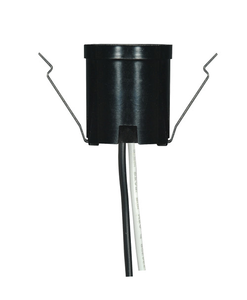 Satco 80/2299 Snap-In Socket With Top Rim And For 3-1/4" - 4" Holders; 9" AWM B/W Leads 105C; 1-1/2" Height; 1-1/4" Diameter; 660W; 250V