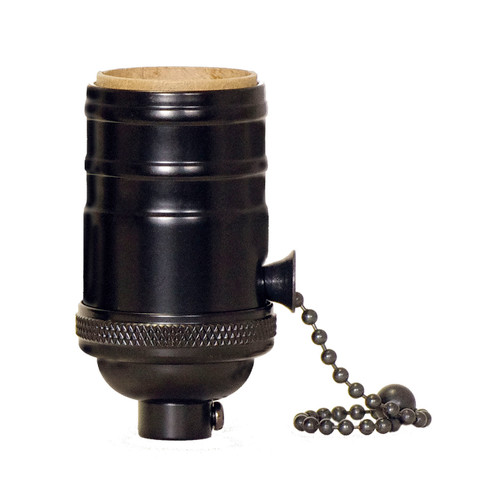 Satco 80/2509 On-Off Pull Chain Socket; 1/8 IPS; 4 Piece Stamped Solid Brass; Black Finish; 660W; 250V