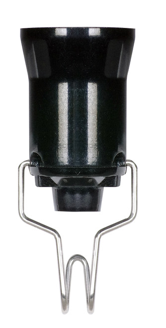 Satco 80/2548 Pressure Fit Candelabra Base Socket; Pin Socket; Pressure Fit; Phenolic; 1-1/4" Height; 3/4" Diameter; 60W; 125V; With Hook