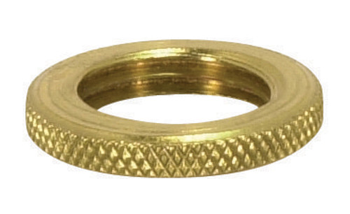 Satco 90/003 Brass Round Knurled Locknut; 9/16" Diameter; 1/8 IP; 3/32" Thick; Burnished And Lacquered