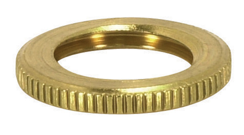 Satco 90/014 Brass Round Knurled Locknut; 1/4 IP; 3/4" Diameter; 1/8" Thick; Burnished And Lacquered