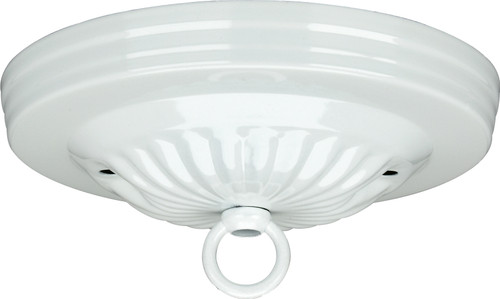 Satco 90/056 Ribbed Canopy Kit; White Finish; 5" Diameter; 7/16" Center Hole; 2-8/32 Bar Holes; Includes Hardware; 10lbs Max