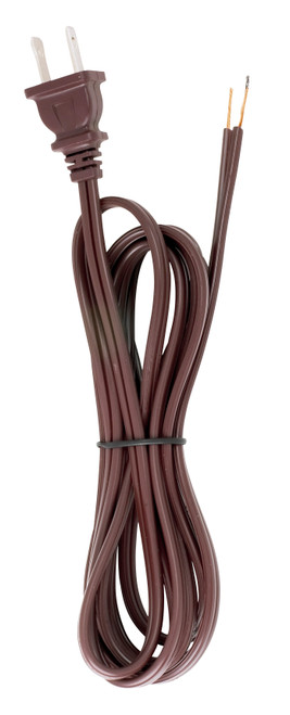 Satco 90/101 8 Foot 18/2 SPT-2 105C Cord Set; Brown Finish; 36" Hank; 200 Carton; Molded Polarized Plug; Tinned Tips 3/4" Strip With 2" Slit