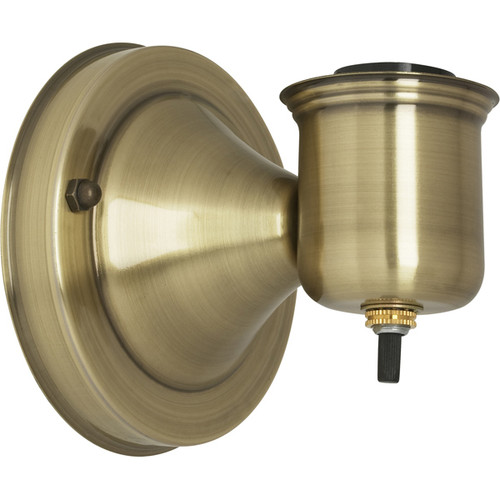 Satco 90/1407 1-5/8" Wired Wall Bracket With Bottom Turn Knob Switch; Antique Brass Finish; Includes Hardware; 60W Max