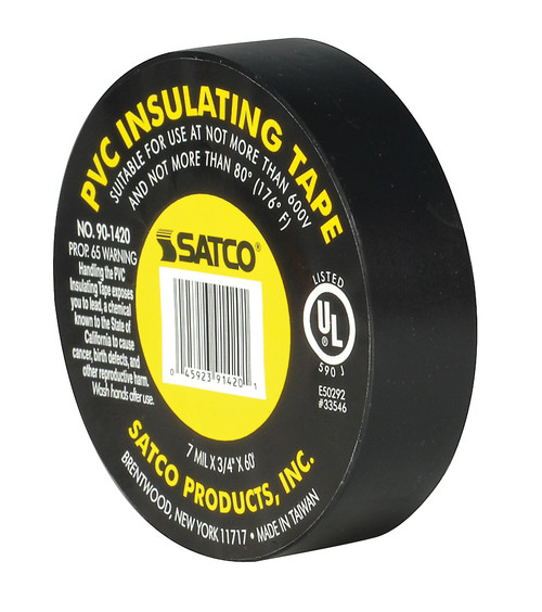Satco 90/1420 PVC Electrical Tape; 3/4" x 60 Foot; Black