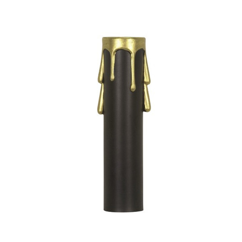 Satco 90/1510 Plastic Drip Candle Cover; Black Plastic With Gold Drip; 13/16" Inside Diameter; 7/8" Outside Diameter; 2" Height
