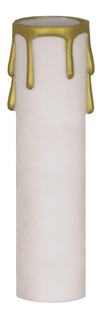 Satco 90/1514 Plastic Drip Candle Cover; White Plastic With Gold Drip; 1-13/16" Inside Diameter; 1-1/4" Outside Diameter; 2" Height