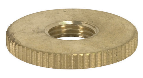 Satco 90/1601 Brass Round Knurled Locknut; 1/8 IP; 1" Diameter; 1/8" Thick; Unfinished