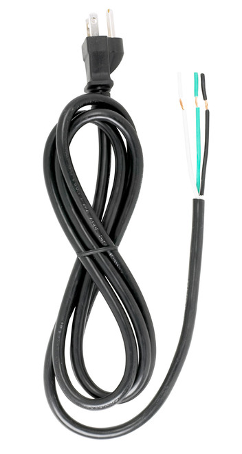 Satco 90/2208 6 Foot 18/3 SJT 105C Heavy Duty Cord Set; Black Finish; 100 Carton; 3 Prong Molded Plug; Stripped And Slit