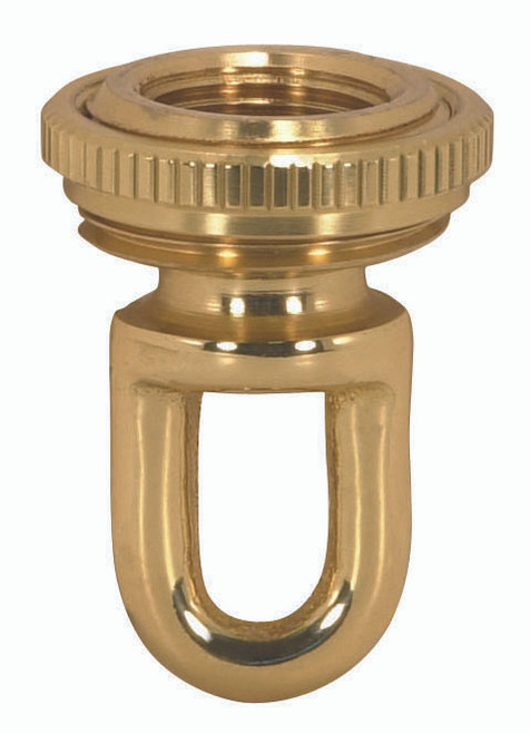 Satco 90/2297 3/8 IP Cast Brass Screw Collar Loop With Ring; Fits 1" Canopy Hole; 1-1/8" Ring Diameter; 1-3/4" Height; Polished And Lacquered