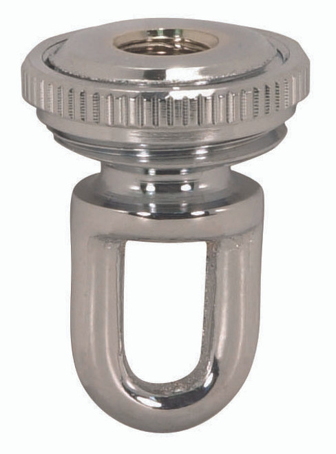 Satco 90/2301 1/8 IP Cast Brass Screw Collar Loop With Ring; Fits 1" Canopy Hole; 1-1/8" Ring Diameter; 1-3/4" Height; Polished Chrome Finish