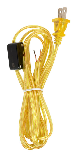 Satco 90/2309 8 Foot 18/2 SPT-2 105C Cord Set; Clear Gold Finish; Switch 29" From Free End; 36" Hank; 100 Carton; Hi-Low Switch
