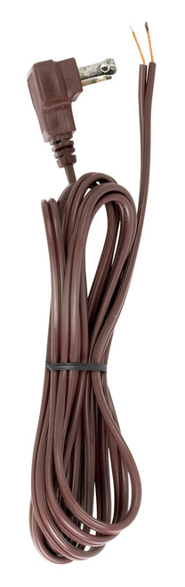 Satco 90/2324 8 Foot 18/2 SPT-2 105C Flat Plug Cord Set; Brown Finish; 36" Hank; 200 Carton; Molded Plug; Tinned Tips 3/4" Strip With 2" Slit