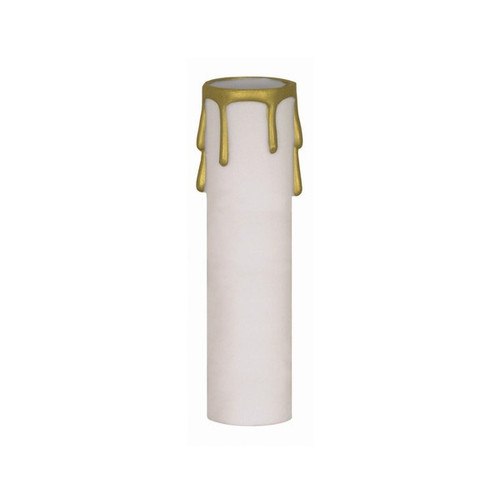 Satco 90/369 Plastic Drip Candle Cover; White Plastic With Gold Drip; 1-3/16" Inside Diameter; 1-1/4" Outside Diameter; 3" Height