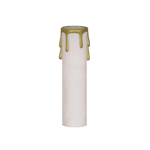 Satco 90/373 Plastic Drip Candle Cover; White Plastic With Gold Drip; 1-3/16" Inside Diameter; 1-1/4" Outside Diameter; 4" Height