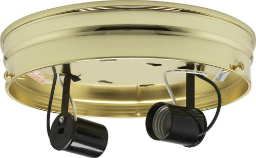 Satco 90/876 8" 2-Light Ceiling Pan; Brass Finish; Includes Hardware; 60W Max