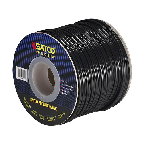 Satco 93/132 Lamp And Lighting Bulk Wire; 18/2 SPT-1 105C; 250 Foot/Spool; Black