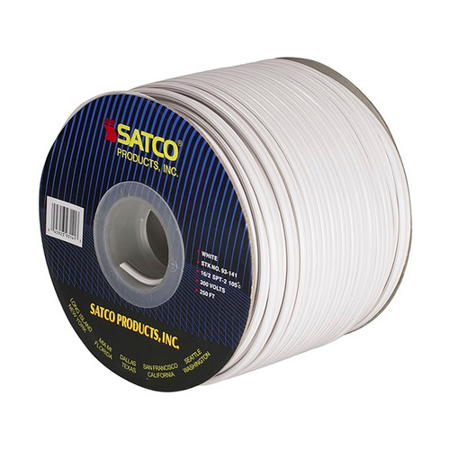 Satco 93/141 Lamp And Lighting Bulk Wire; 16/2 SPT-2 105C; 250 Foot/Spool; White