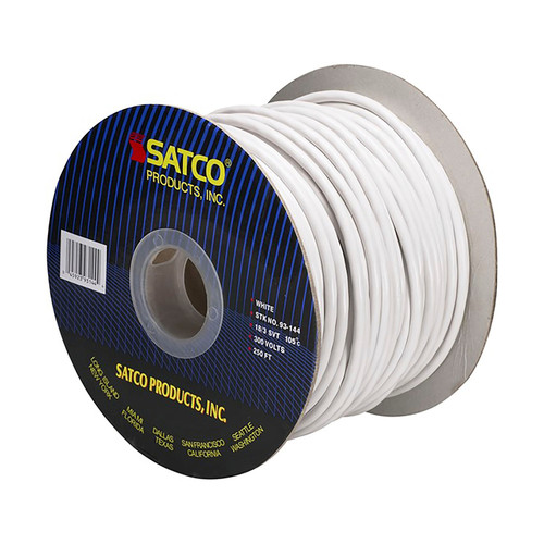 Satco 93/144 Pulley Bulk Wire; 18/3 SVT 105C Pulley Cord; 250 Foot/Spool; White