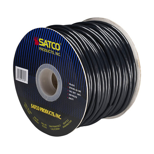 Satco 93/182 Pulley Bulk Wire; 18/3 SVT 105C Pulley Cord; 250 Foot/Spool; Black
