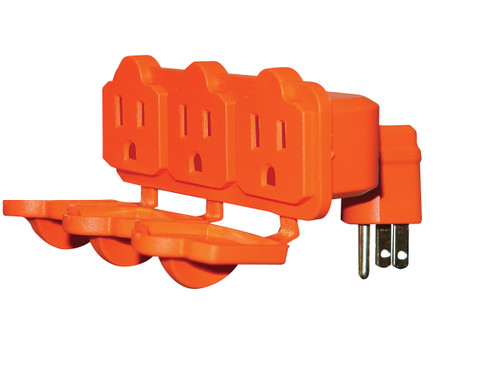 Satco 93/5042 Triple Orange Outdoor Grounded 3 Outlet Current Tap; No Wire; 15A/125V; 1875W