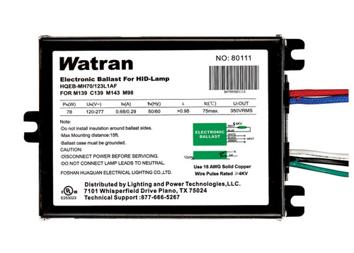 Satco S6799 Electronic Ballast HQEB/MH70/123L1AF UNV RECTANGLE MC70 FCAN CMH70